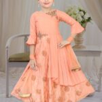 Peach Tailored Anarkali Suit Set